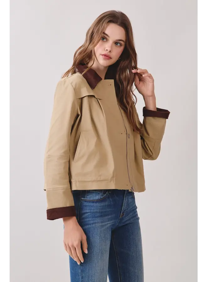 Zip Up Front Cropped Jacket-