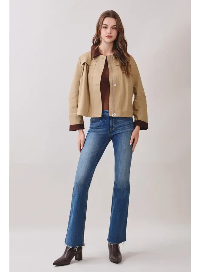 Zip Up Front Cropped Jacket-