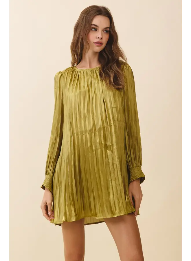 Metallic Pleated Mini Dress-
