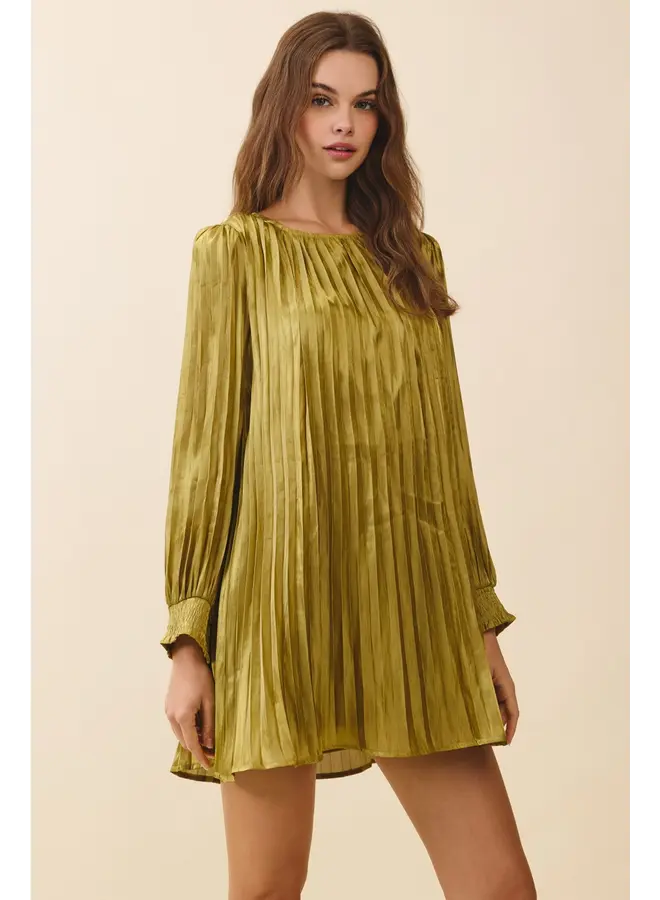 Metallic Pleated Mini Dress-