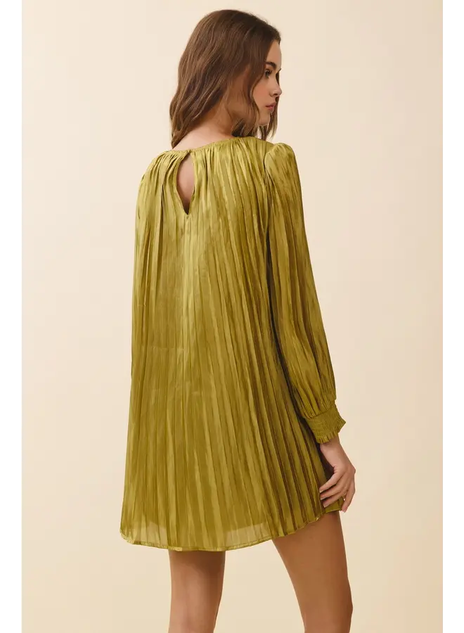 Metallic Pleated Mini Dress-