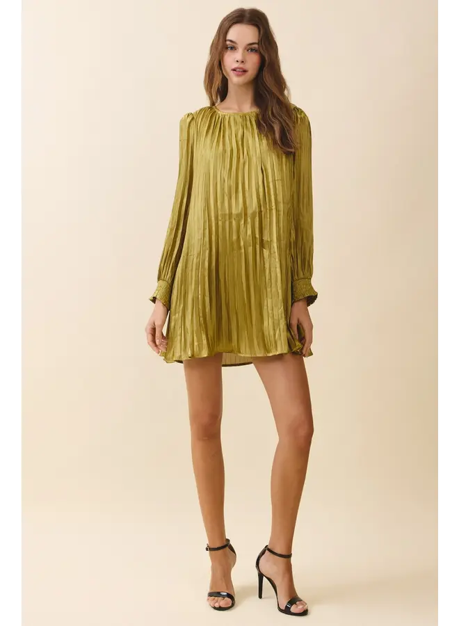 Metallic Pleated Mini Dress-