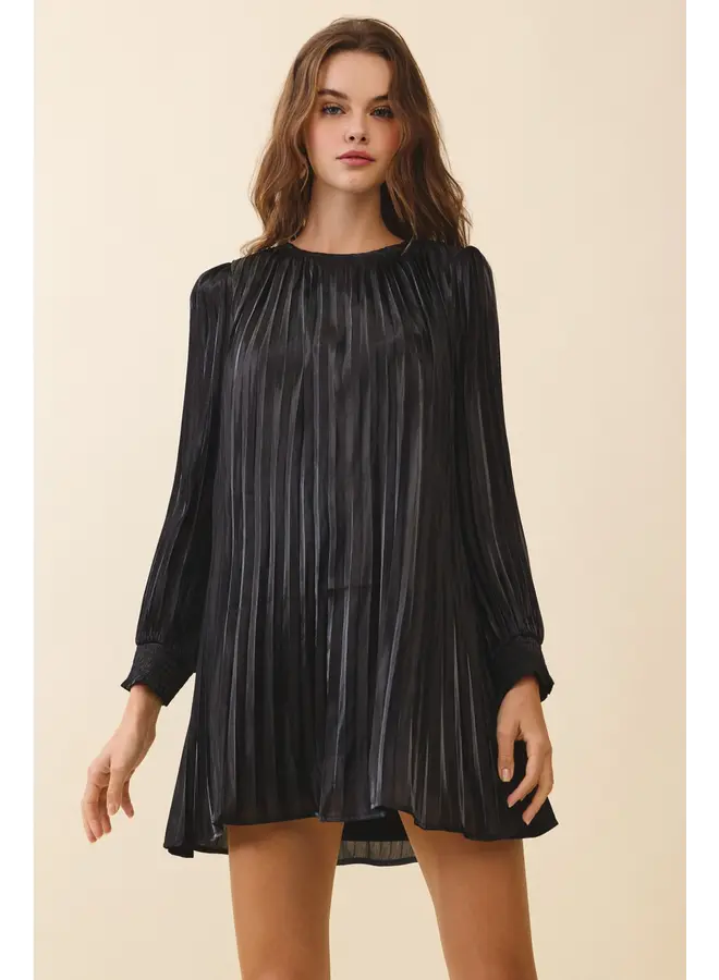 Metallic Pleated Mini Dress-