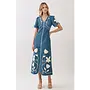 Floral Contrast Trim Midi Dress-