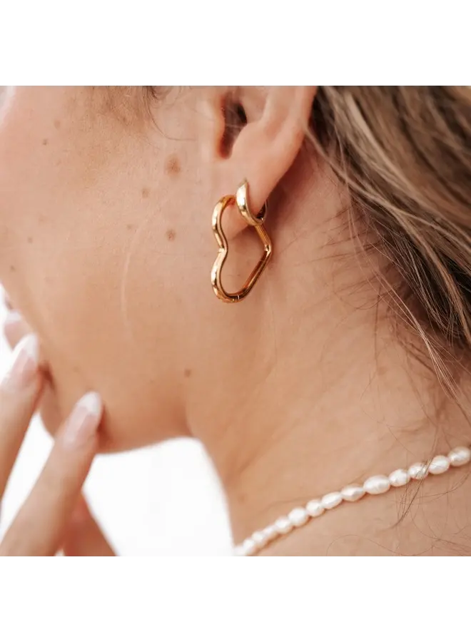 Love On My Mind Heart Hoop Earrings - Waterproof