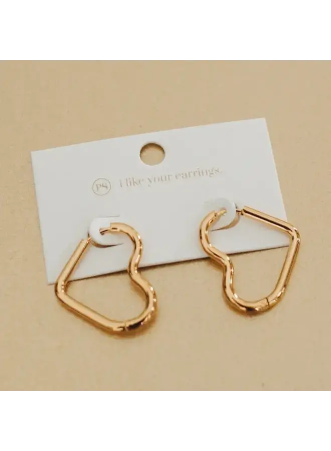 Love On My Mind Heart Hoop Earrings - Waterproof