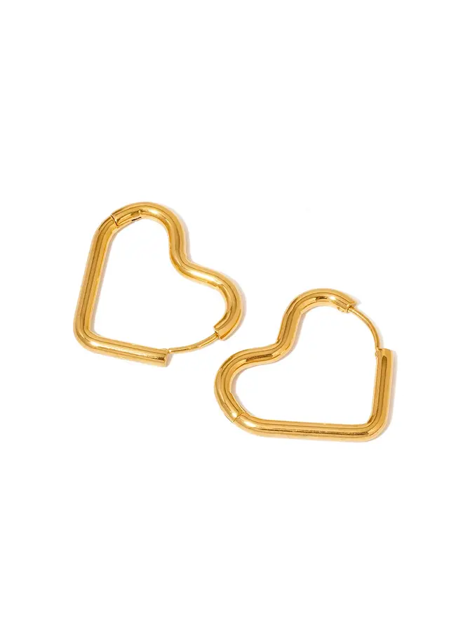 Love On My Mind Heart Hoop Earrings - Waterproof