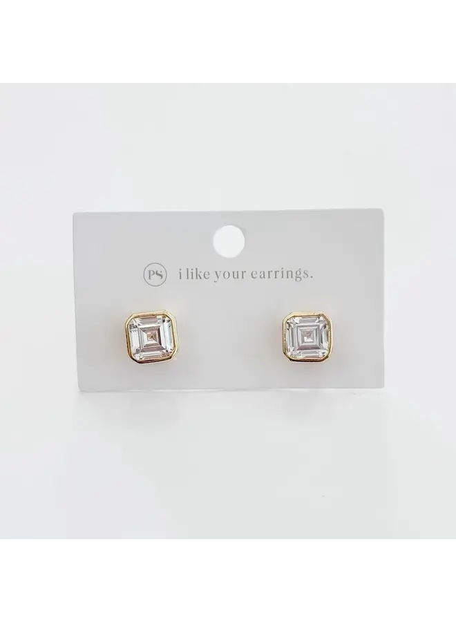 Bezel Diamond Stud Earrings - Waterproof