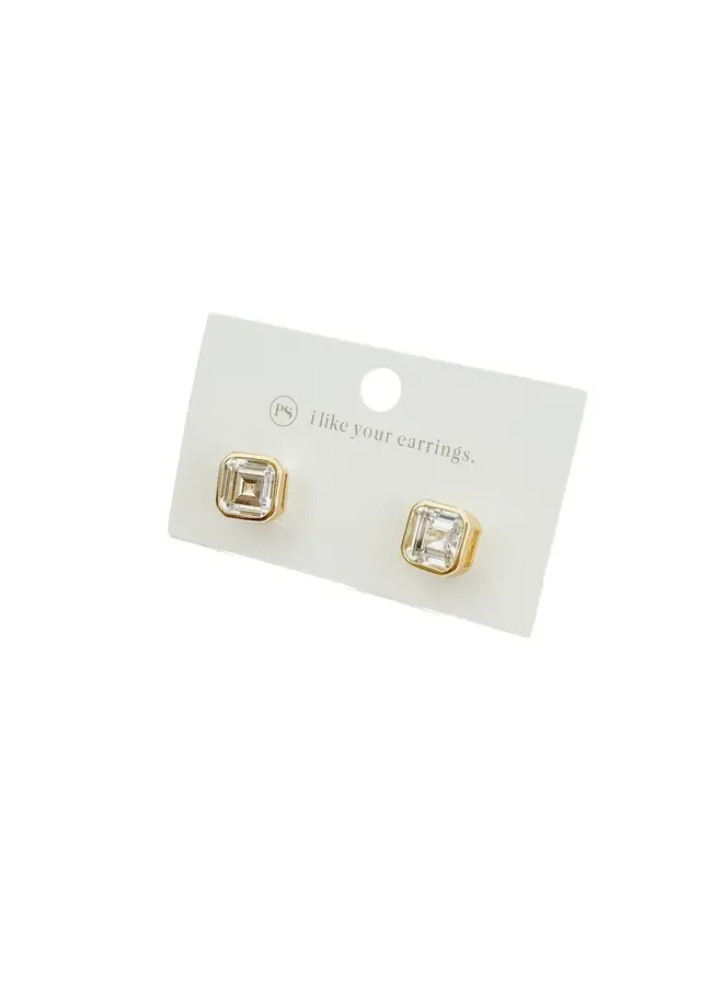 Bezel Diamond Stud Earrings - Waterproof