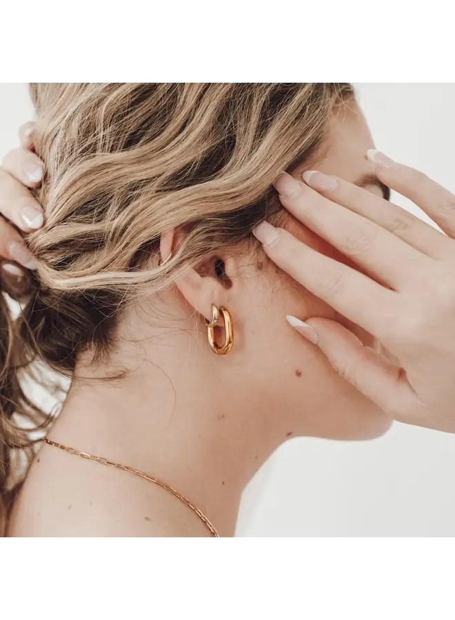 Flirty Fantasy Oval Hoop Earrings - Waterproof