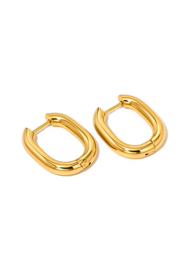 Flirty Fantasy Oval Hoop Earrings - Waterproof
