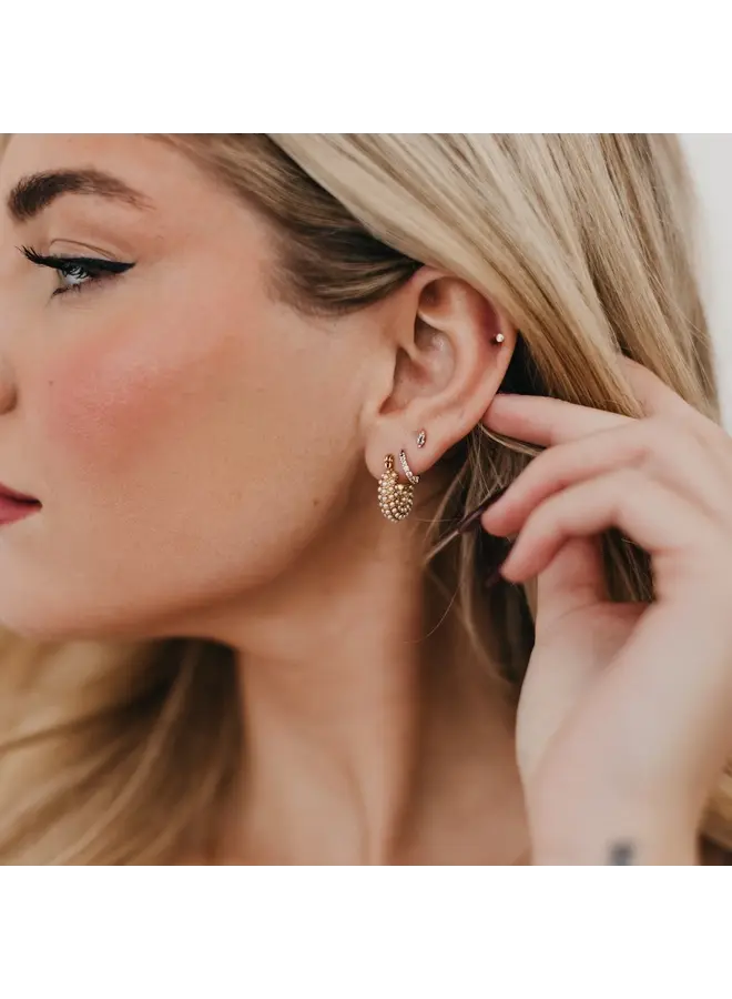 Hailey Huggie Pearl Earrings