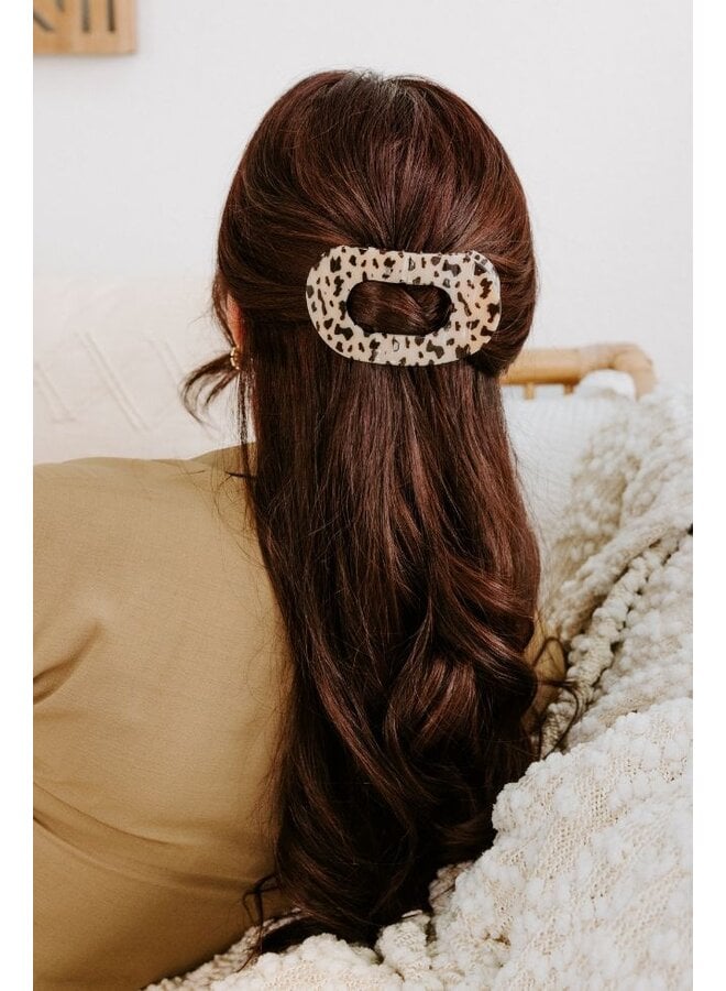 Flat Round Hair Clip - Large - Blonde Tortoise