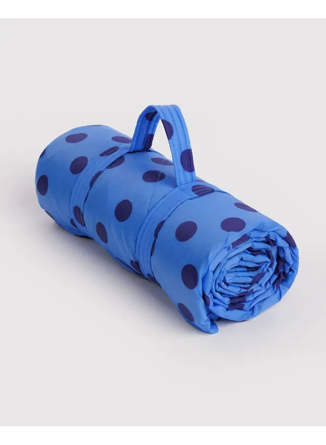 Puffy Picnic Blanket - Blue Polka Dot