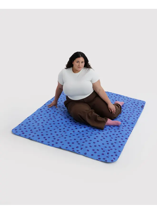 Puffy Picnic Blanket - Blue Polka Dot