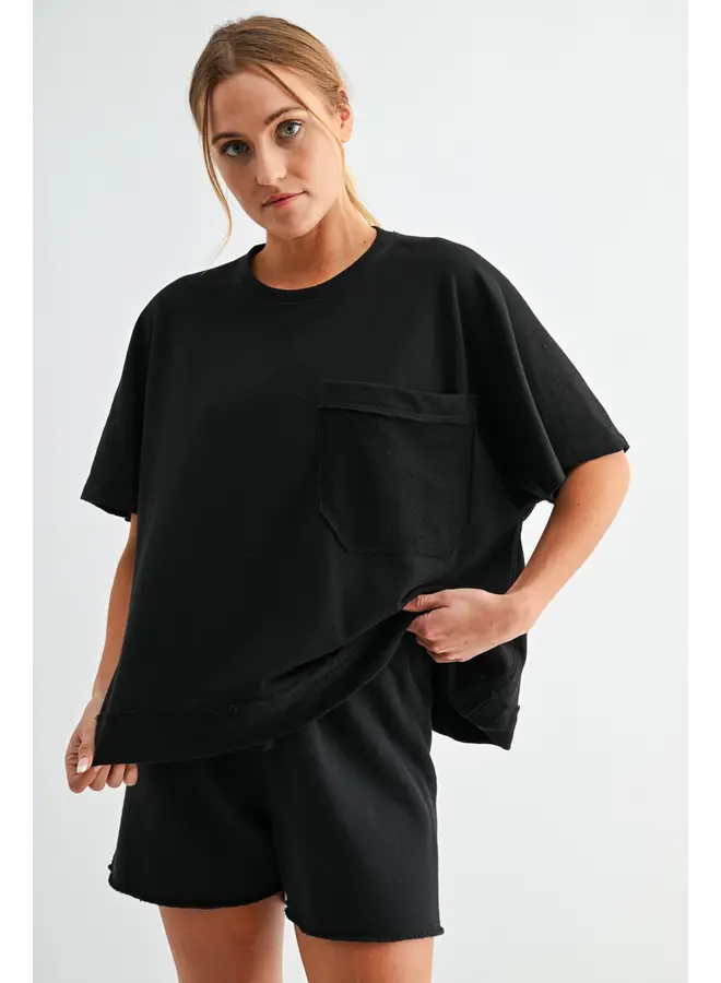 Offset Raw Edge Pocket Tee-