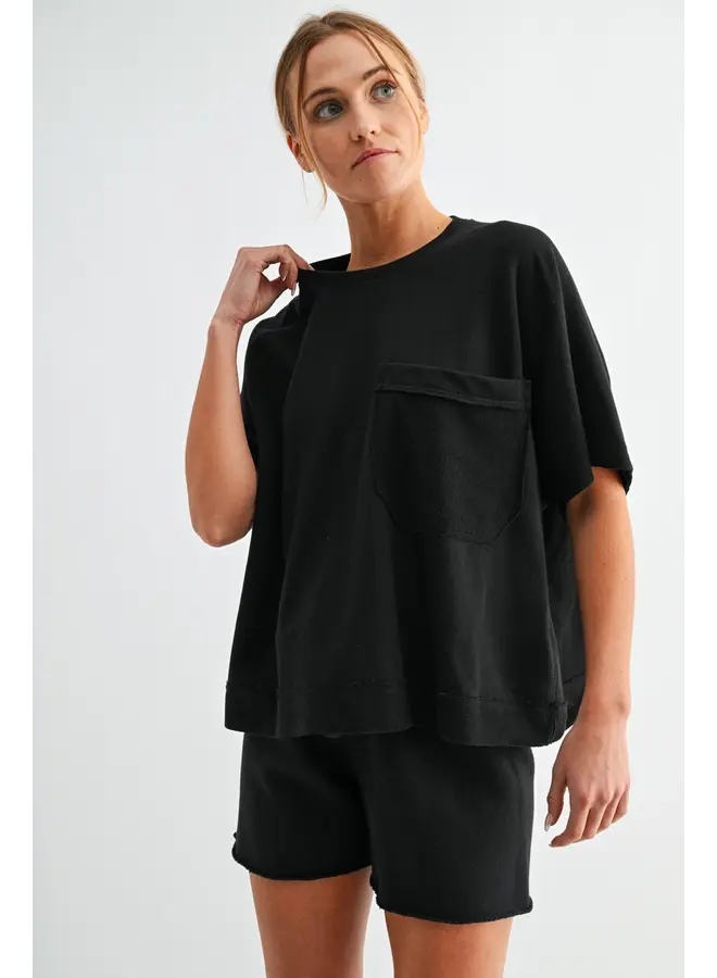 Offset Raw Edge Pocket Tee-