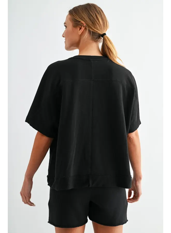 Offset Raw Edge Pocket Tee-