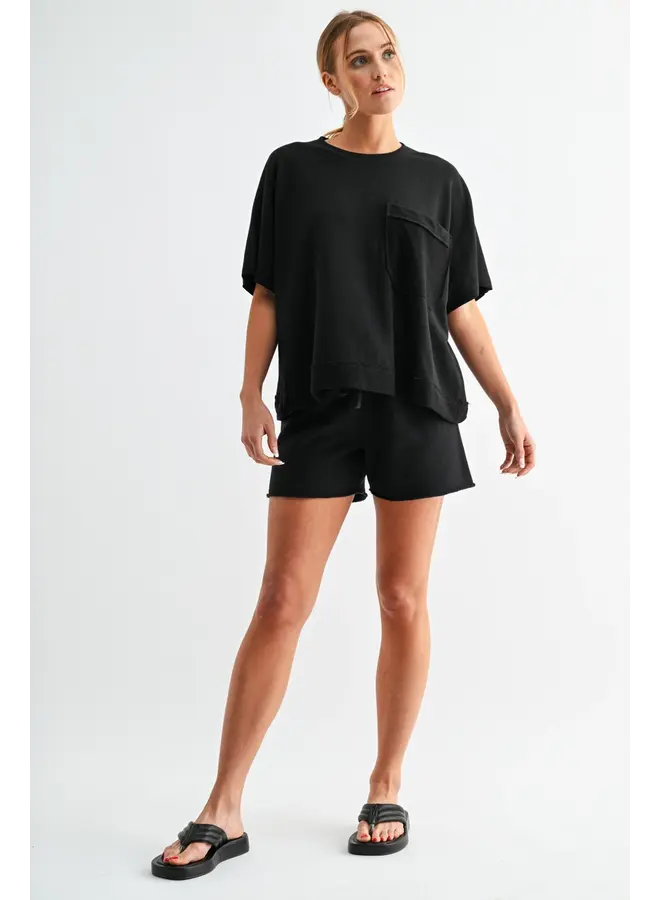 Offset Raw Edge Pocket Tee-
