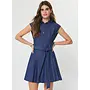 Denim Button Down Pleated Mini Dress -