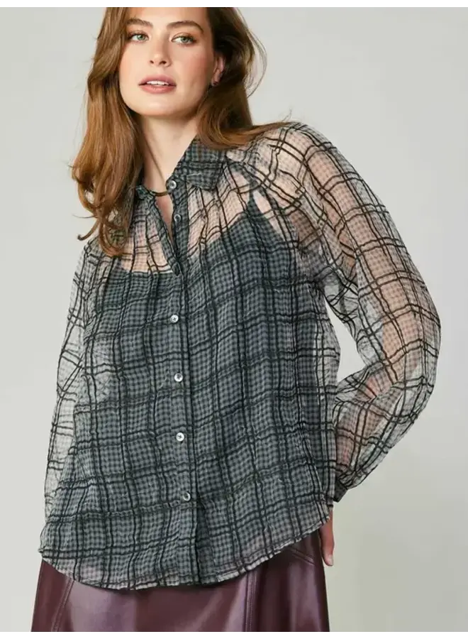 Plaid Sheer Blouse w/ Tank