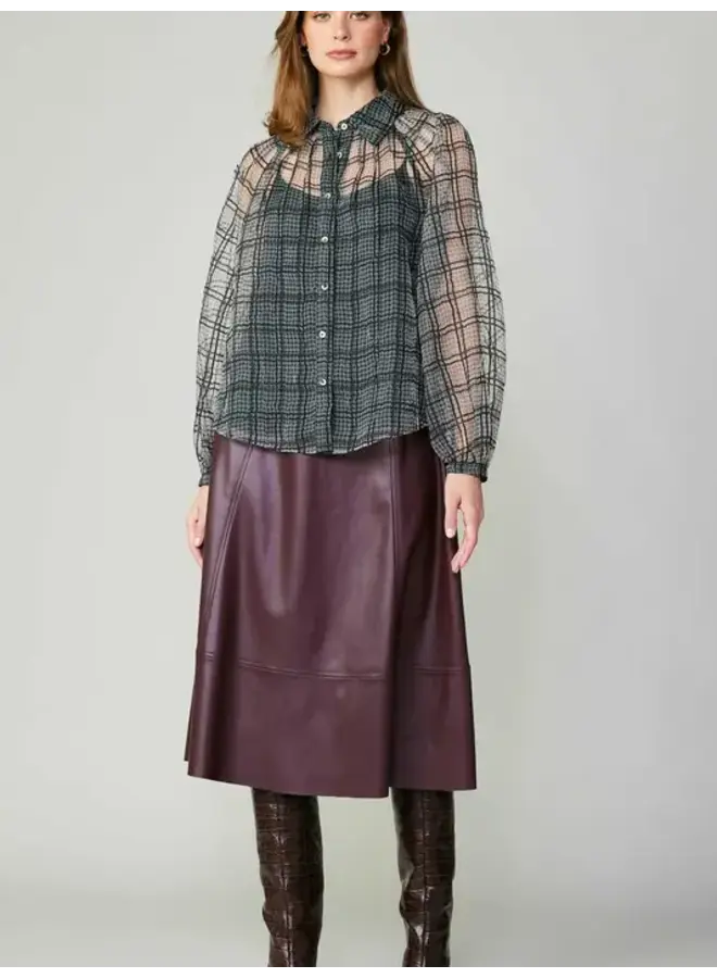 Plaid Sheer Blouse w/ Tank