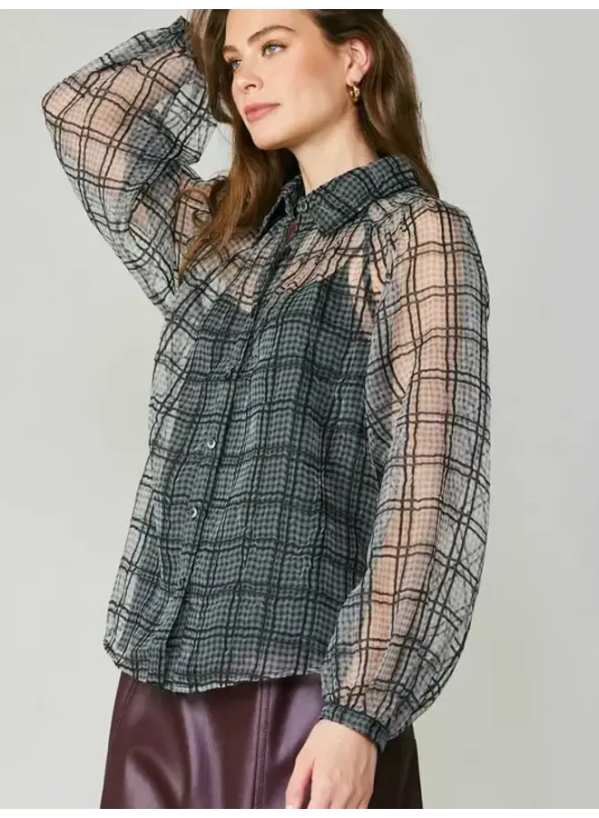 Plaid Sheer Blouse w/ Tank