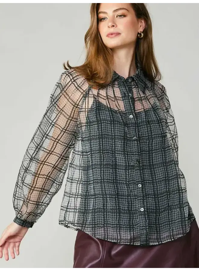 Plaid Sheer Blouse w/ Tank
