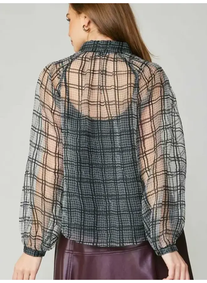 Plaid Sheer Blouse w/ Tank