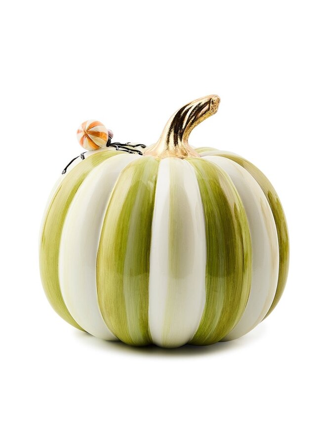 Fergal's Friend Spider on Small Moss Stripe Pumpkin