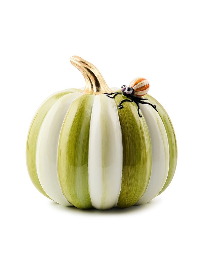 Fergal's Friend Spider on Small Moss Stripe Pumpkin