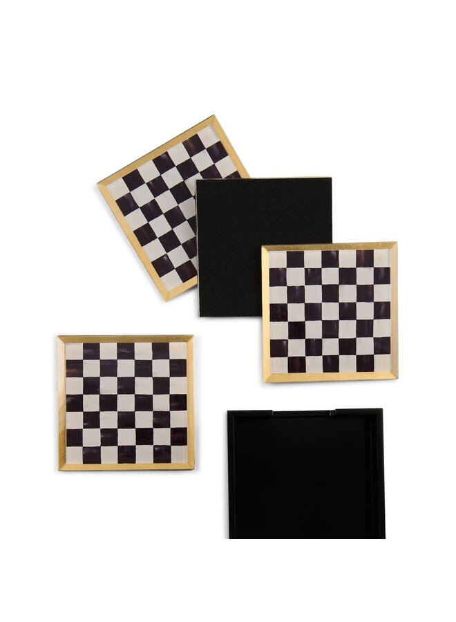 Courtly Check Glass Coasters, Set of 4