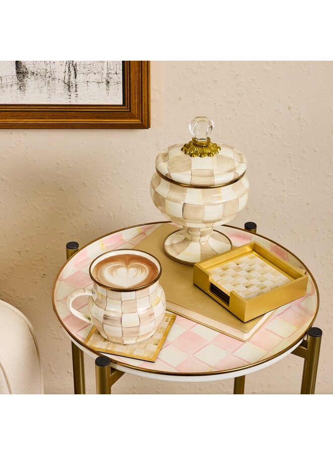 Mocha Check Glass Coasters, Set of 4