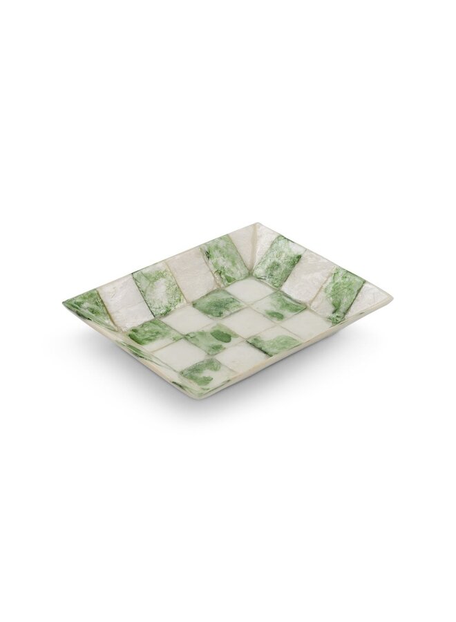 Sage Check Capiz Soap Dish