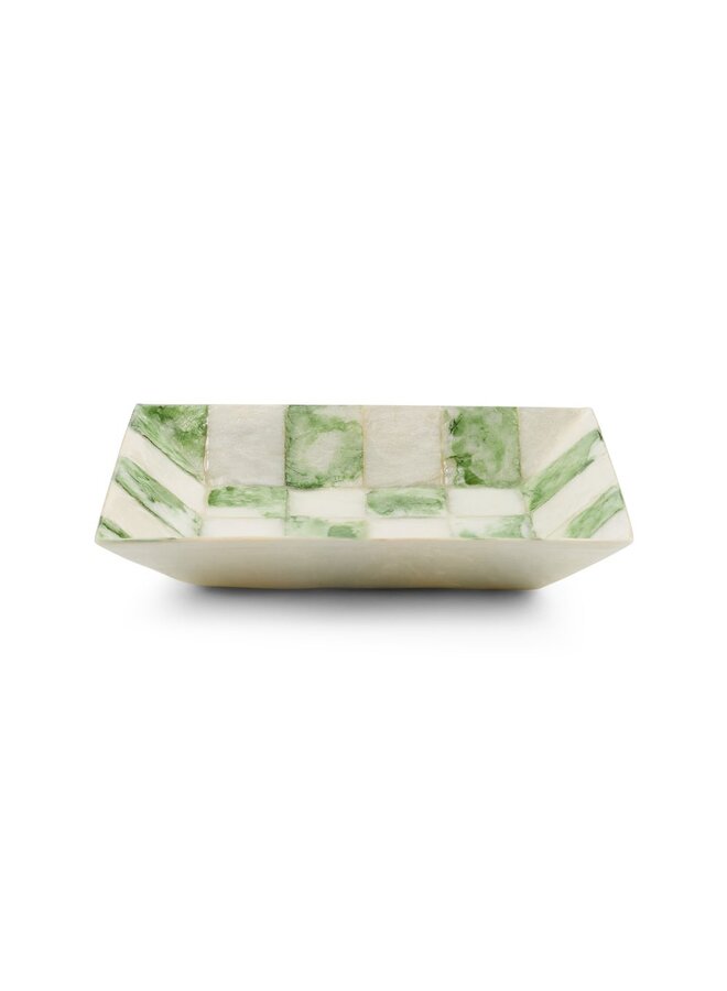Sage Check Capiz Soap Dish