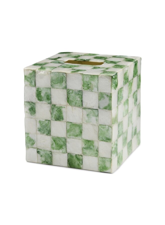 Sage Check Capiz Boutique Tissue Box Cover