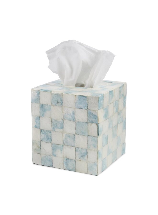 Sky Check Capiz Boutique Tissue Box Cover