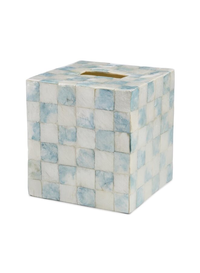 Sky Check Capiz Boutique Tissue Box Cover