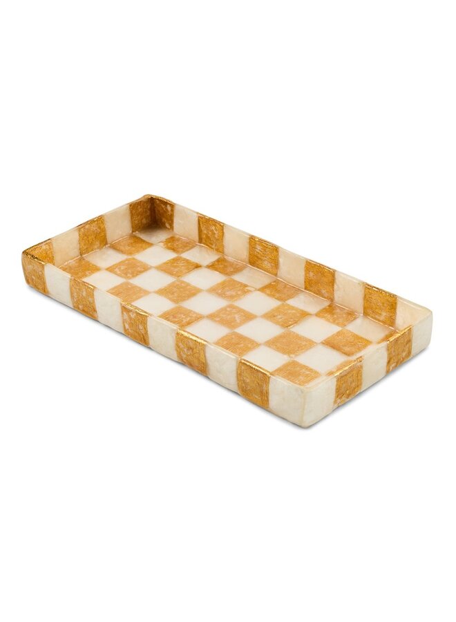 Gold Check Capiz Vanity Tray