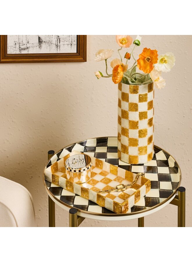 Gold Check Capiz Vanity Tray