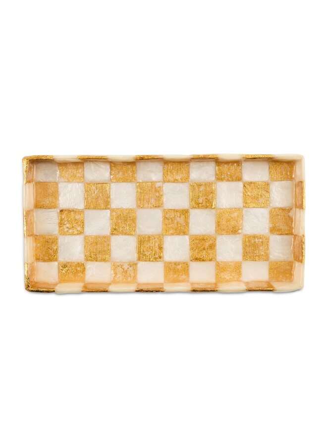 Gold Check Capiz Vanity Tray