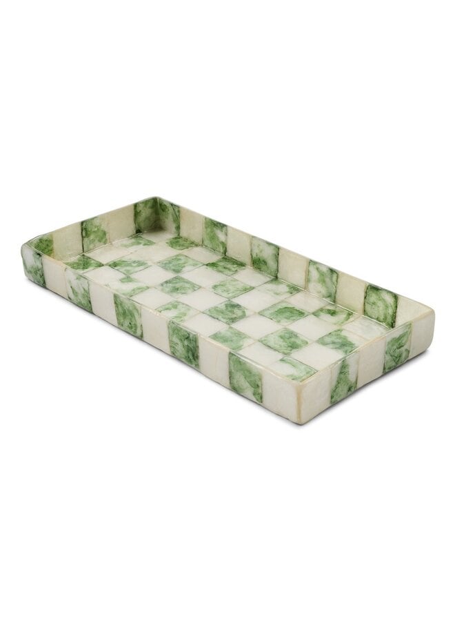 Sage Check Capiz Vanity Tray