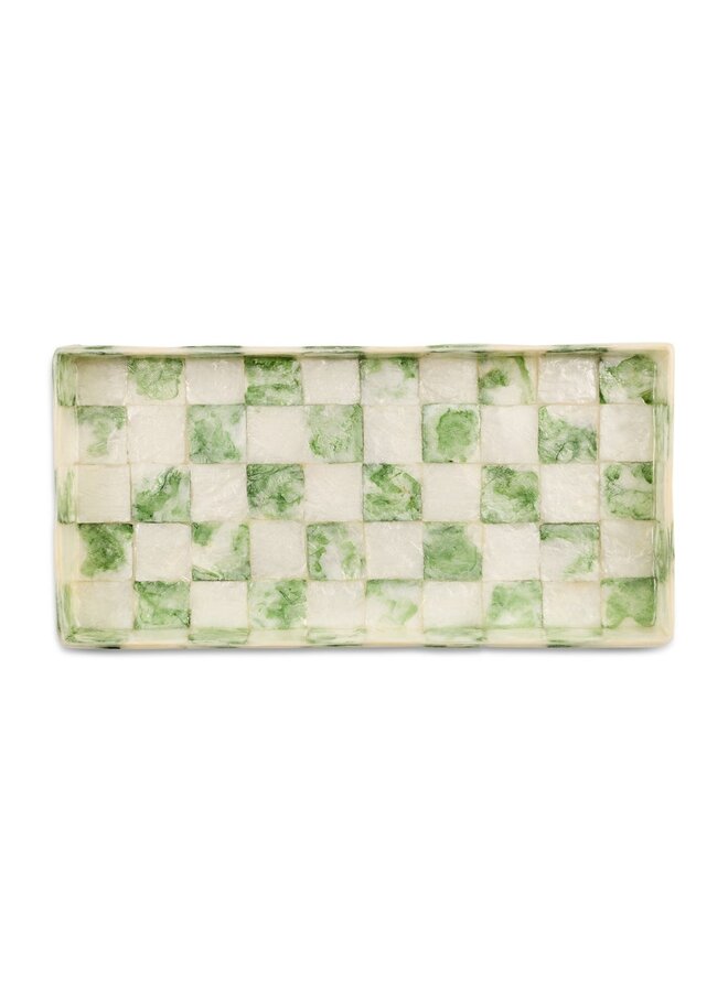 Sage Check Capiz Vanity Tray