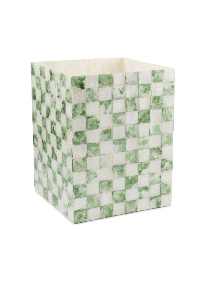 Sage Check Capiz Waste Bin