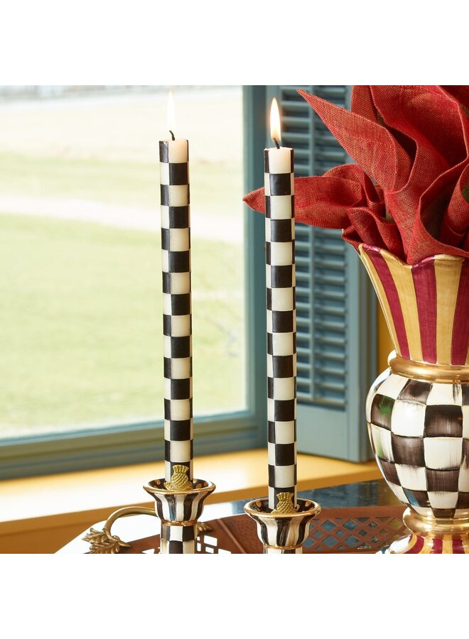 Check Black & Ivory Dinner Candles, Set of 2