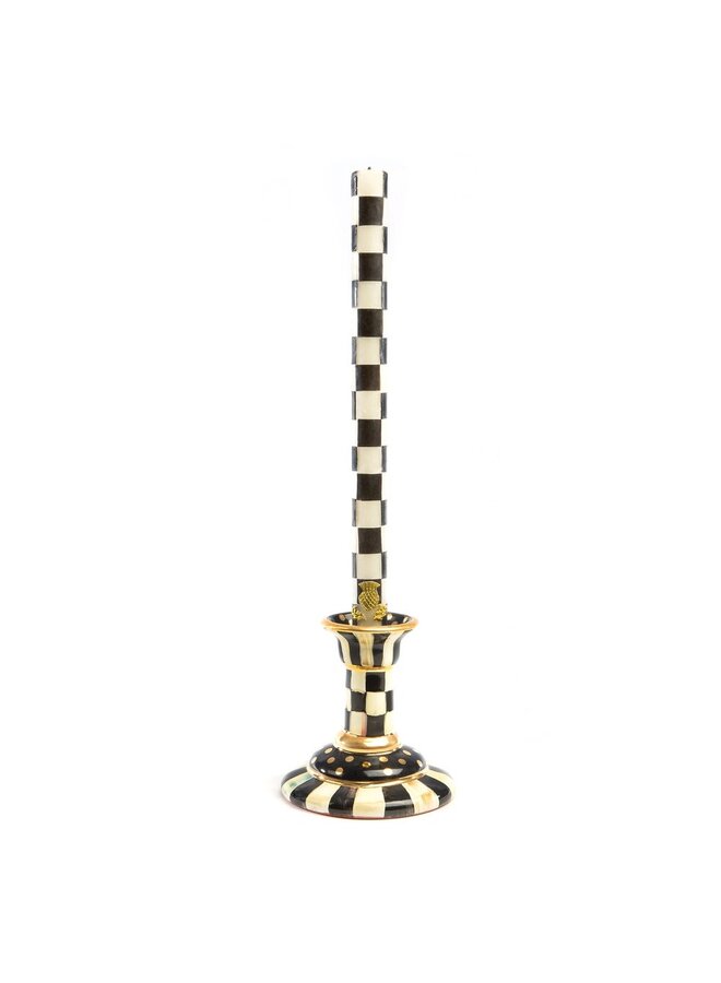 Check Black & Ivory Dinner Candles, Set of 2