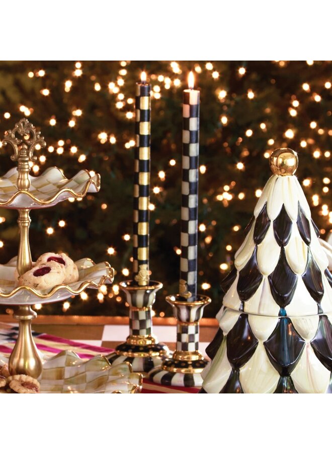 Check Black & Ivory Dinner Candles, Set of 2