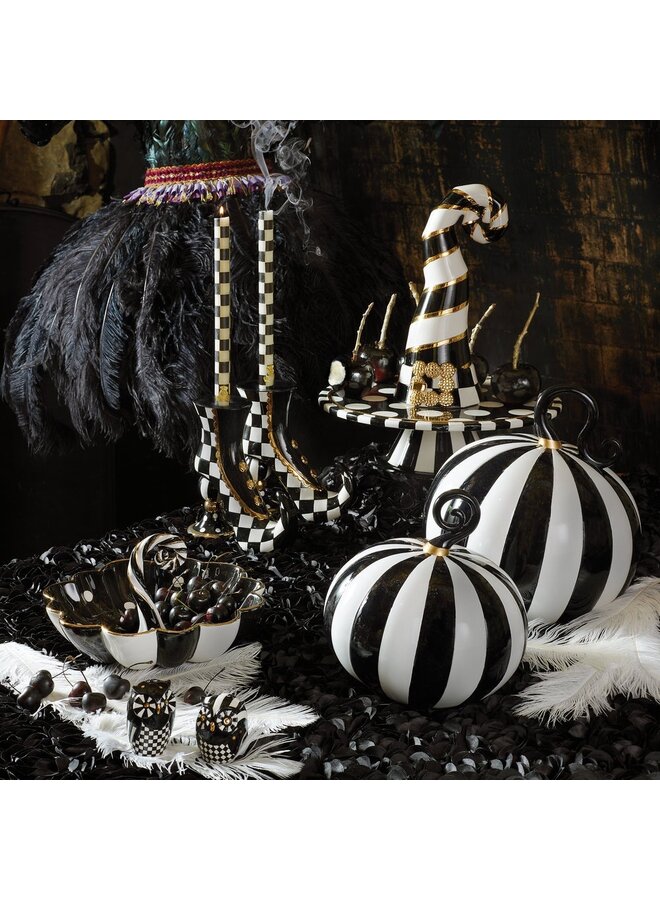 Check Black & Ivory Dinner Candles, Set of 2