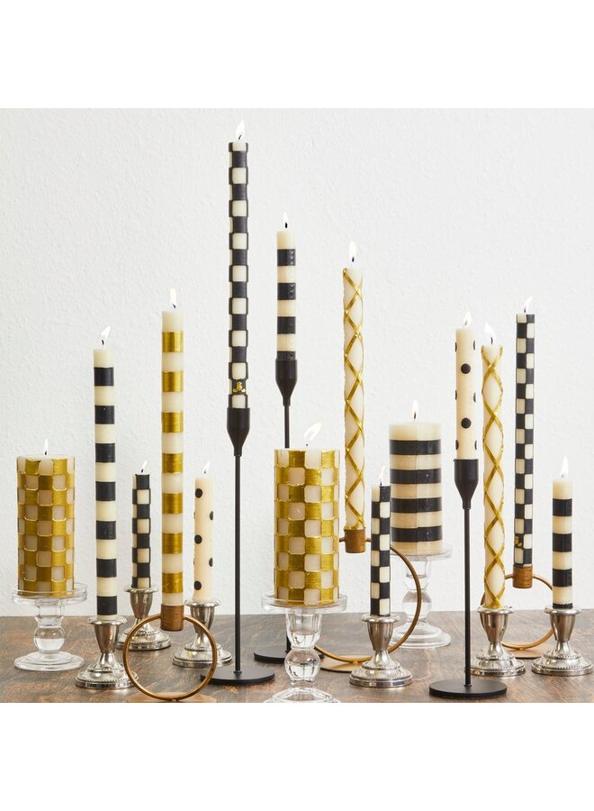 Check Black & Ivory Dinner Candles, Set of 2