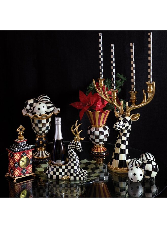 Check Black & Ivory Dinner Candles, Set of 2